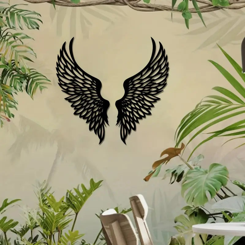 Akralic Premium Angel Wings Wall Art: Unique Black Pair for Bedroom, Living Room