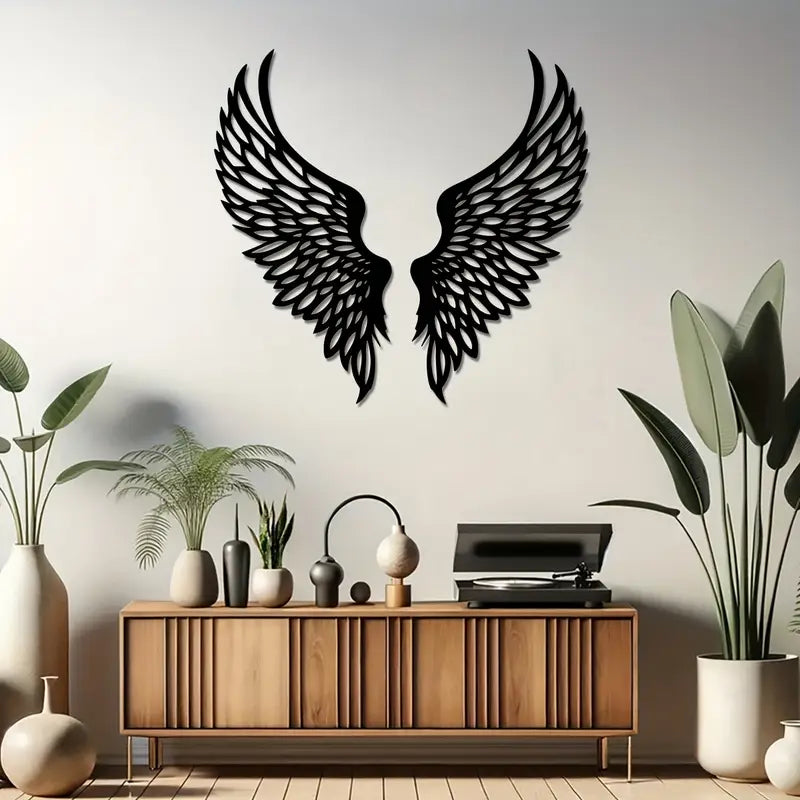 Akralic Premium Angel Wings Wall Art: Unique Black Pair for Bedroom, Living Room