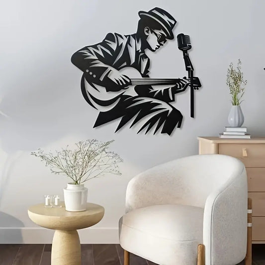 Vintage Musician Akralic Wall Art | Handcrafted Guitar Player Decor | Ideal for Home Music Lovers Gift